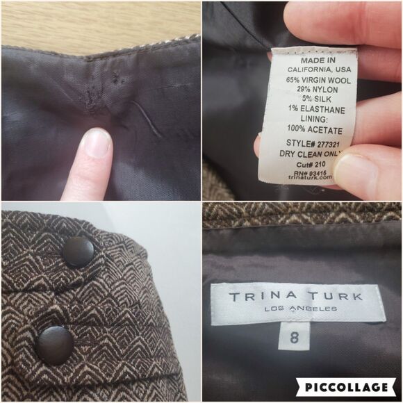 Vintage Y2K Trina Turk Brown Wool Low Rise Mini Skirt - Picture 8 of 13